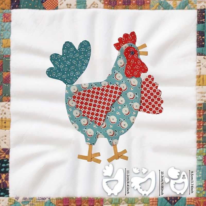 8pcs Rooster Hen Quilting Template Chicken Pattern Pet Sewing Template - Suitable For Quilts, Mats, And Handicrafts, Perfect For Quilting Enthusiasts