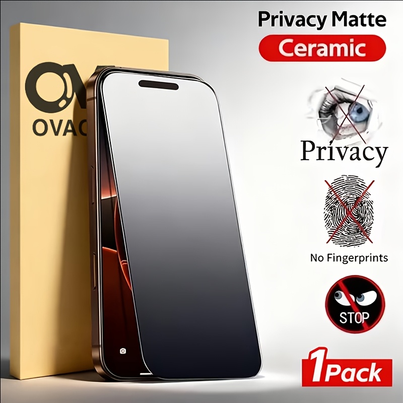 TEMU 1pc Matte Ceramic Privacy Screen Protector, Designed For Iphone 17 Pro Max, Using Privacy Film, Compatible With For , Including 17, Air, 17 Pro,