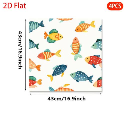 4pcs 2d flat colorful fish themed decorative flat napkins polyester square printed ideal for daily use festive parties gifts for suitable for cafes dinner parties valentines day halloween