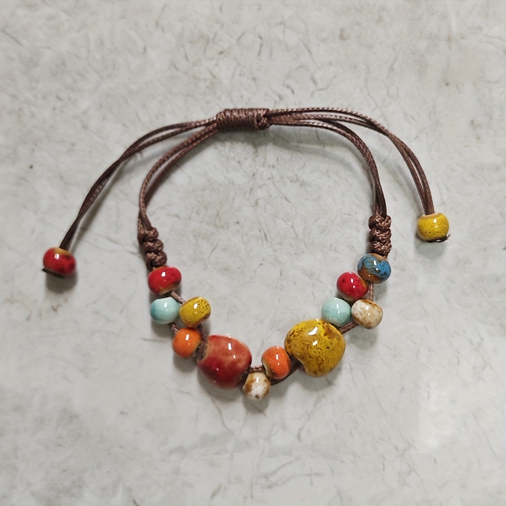 colorful love heart charm bracelet retro traditional chinese ethnic style colorful ceramic bead bracelet jewelry accessories details 7