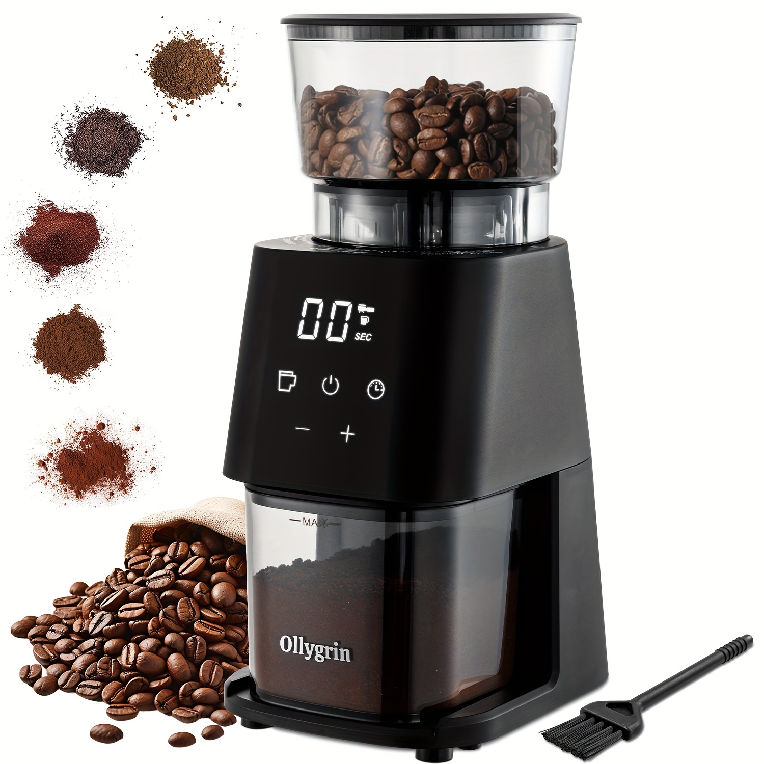 TEMU Conical Burr Coffee Grinder With Touch Panel, Adjustable Coffee Bean Grinder With 30 Grinding Settings, 2-12 Cups For Espresso, & Drip Coffee