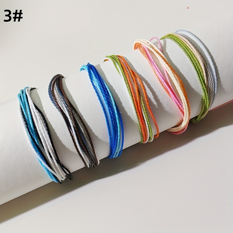 6pcs Colorful Waterproof Wax Cord Braided Bracelets-Adjustable Lightweight