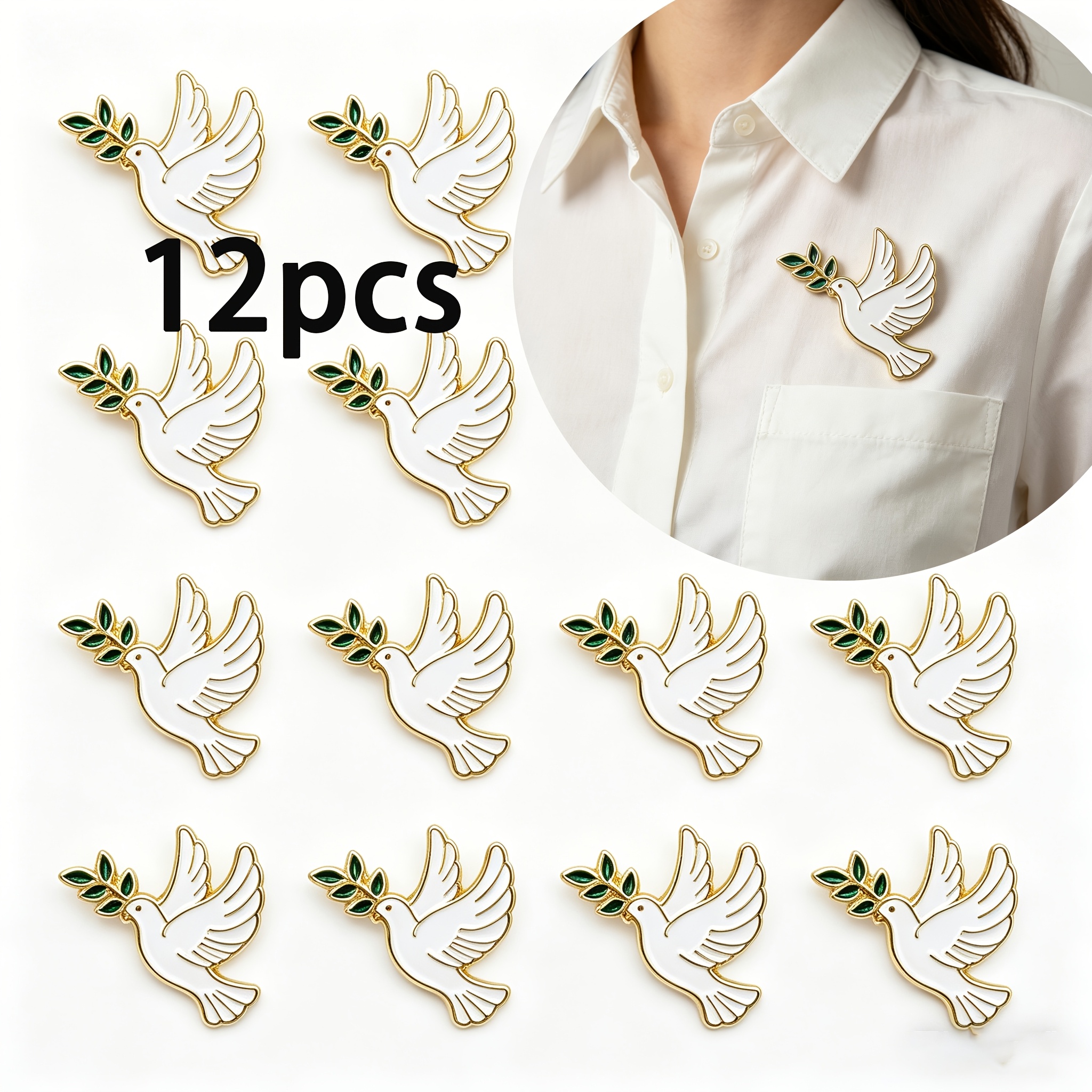 TEMU 12 broches individuales de con rama de , estuche para bolígrafo, , pin para solapa de ropa