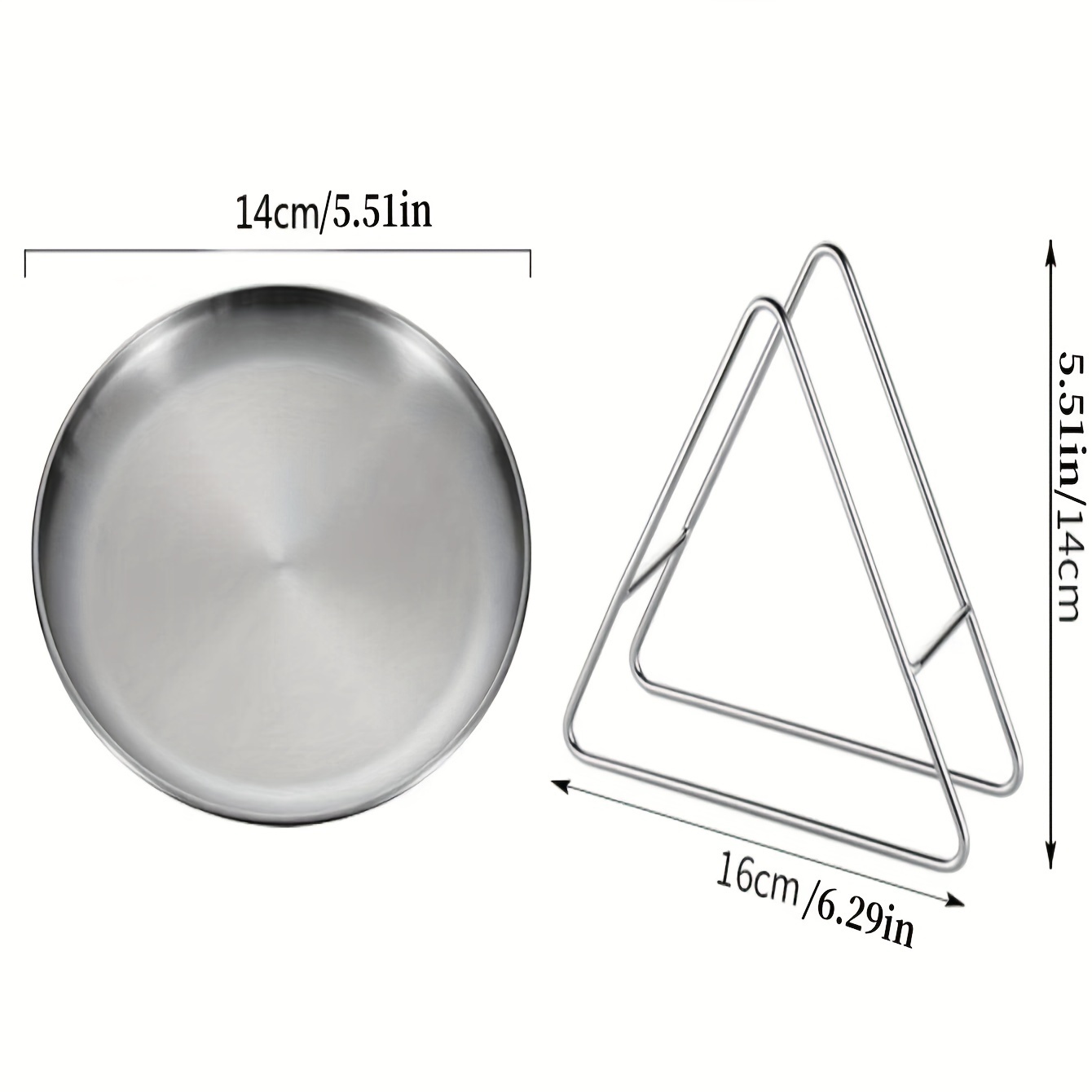 E-shop 5-teiliges Edelstahl-Teller-Set mit Aufbewahrungsständer, Dessertteller, Obstteller, Knochenteller, Grillteller Gewürzteller, Ess-Set