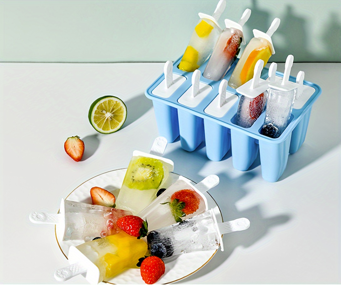 bpa free silicone  sicle maker set with 6 12 cavities   ice   molds reusable sticks cleaning brush included details 7