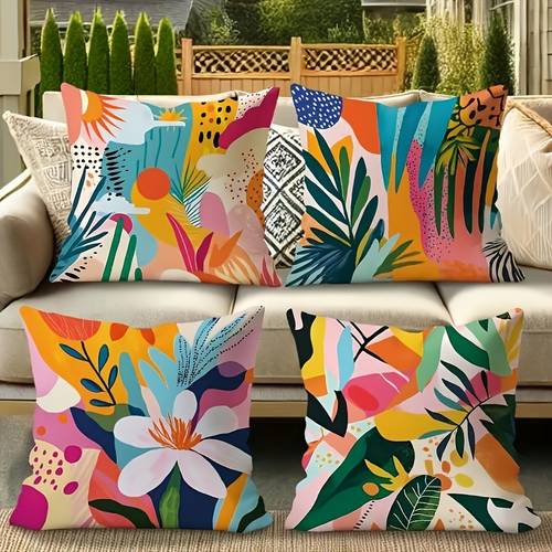4pcs outdoor pillow covers tropical bohemian turquoise and for patio garden tent and deep seat sofa for valentines day and easter double sided printing