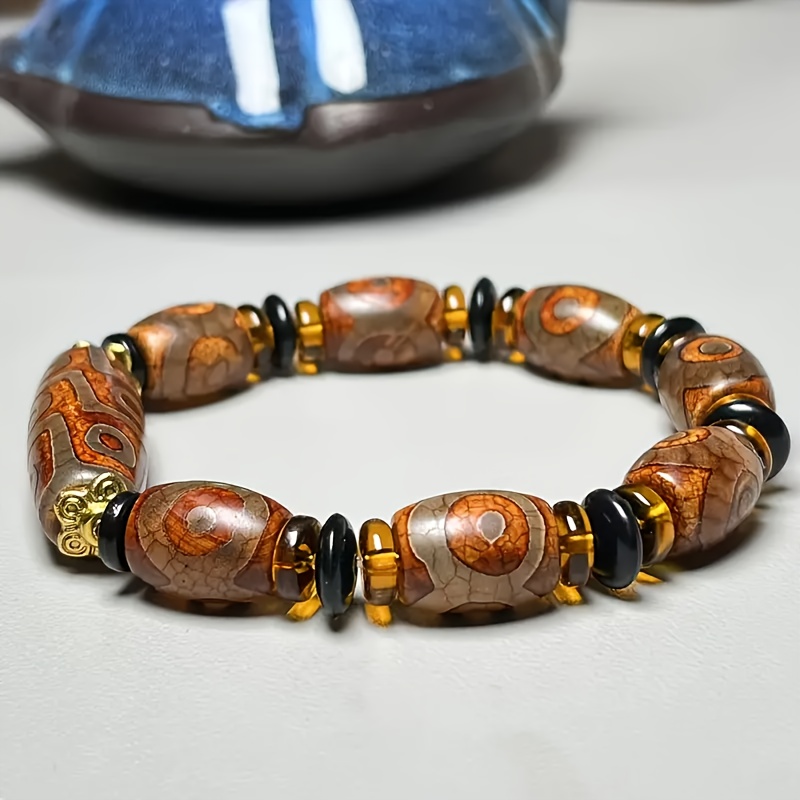 Retro Nine-Eyed Agate Bead Bracelet, Unisex Ethnic Style