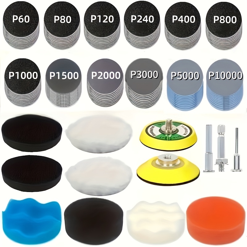 133/253pcs Heavy-duty Wet And Dry Polishing And Grinding Set, With Rotary Tool, 2-inch Wet And Dry Headlight Repair Kit, 2-inch Wet And Dry Headlight Repair Tools
