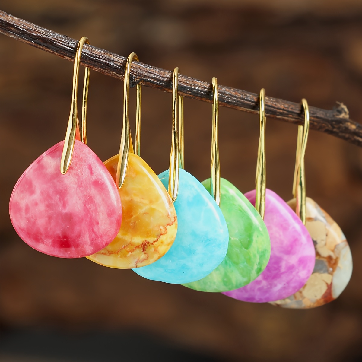 Spring Summer Colorful Stone Drop Earrings for Women