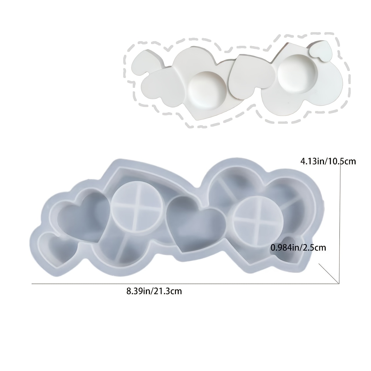 E-shop SILIKE LUFEI Wiederverwendbare Silikonform für DIY Harz & Gips Kerzen - Mehrfach-Herz Doppelloch Kerzenhalter Basis mit Verbundenen Herzen,