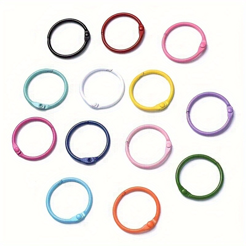 

10pcs Of 30 Colored Metal Loose Leaf Paper Rings - Metal Steel Book Rings For Index Cards, Notebooks, And Crafts - Key Rings For Schools, Homes, And Offices In Mixed Colors