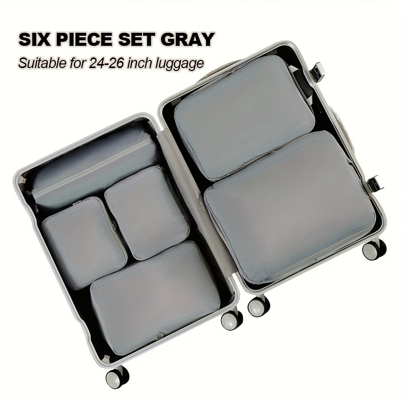 E-shop 6-teilige Reise-Kompressions-Packing-Cubes, 40 % Platzsparend, Reißverschluss-Gepäckorganizer-, geeignet für Kleidung Accessoires, langlebiges