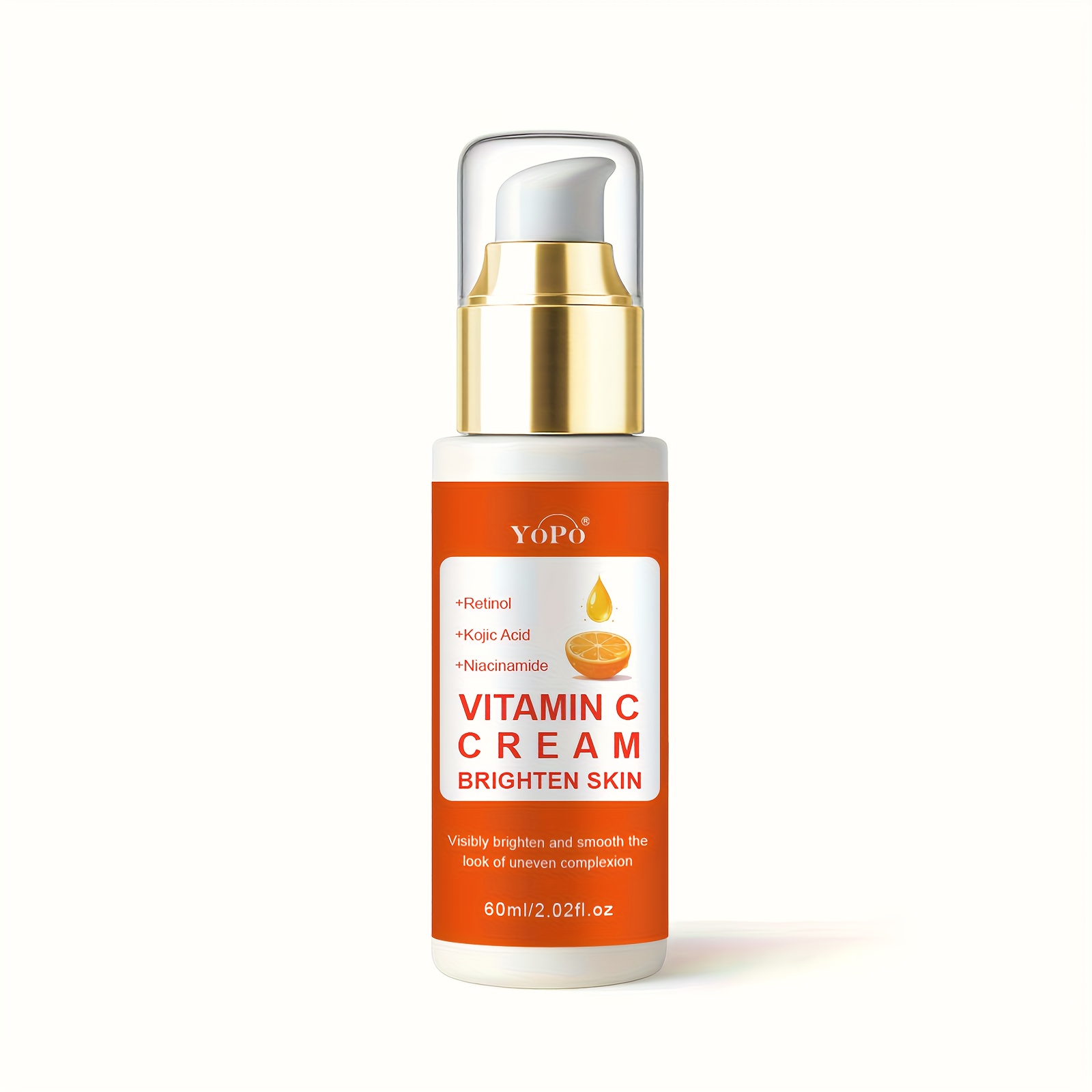 Image of Vitamin C Brightening Cream With Kojic Acid, Retinol & Niacinamide - Brightens Skin, Brightens & Of Uneven , Hydrates, Non-greasy Quick-absorbing, For Types, Use, 60ml/2.02fl.oz