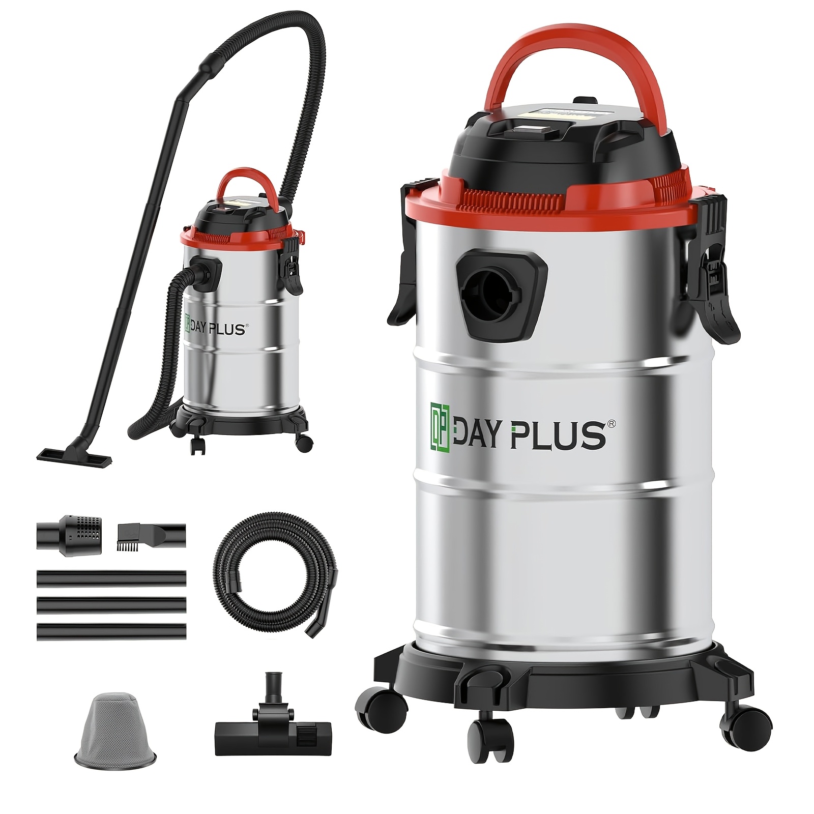 TEMU Cleaner Wet And Dry With 4 Caster Wheels, Filter, Nozzle, Flexible Hose & Accessories, 3 In 1 Powerful Vacuum Cleaner Wet/dry/blow, 19000pa