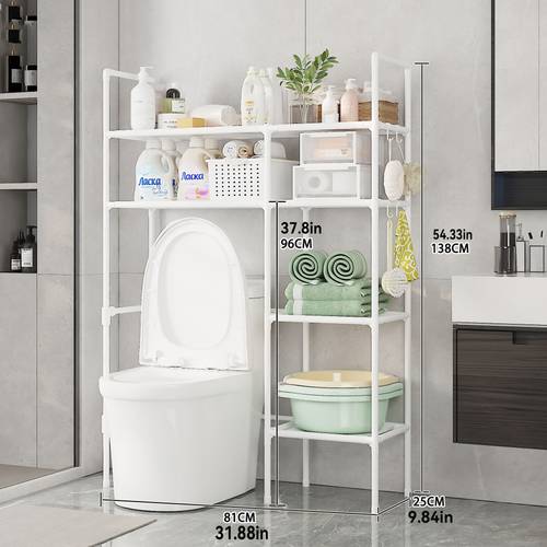 toilet storage cabinet space saver over the toilet storage shelf easy to assemble shower room storage rack to shower room suitable for bathroom essentials with rust proof metal frame and non woven fabric partition