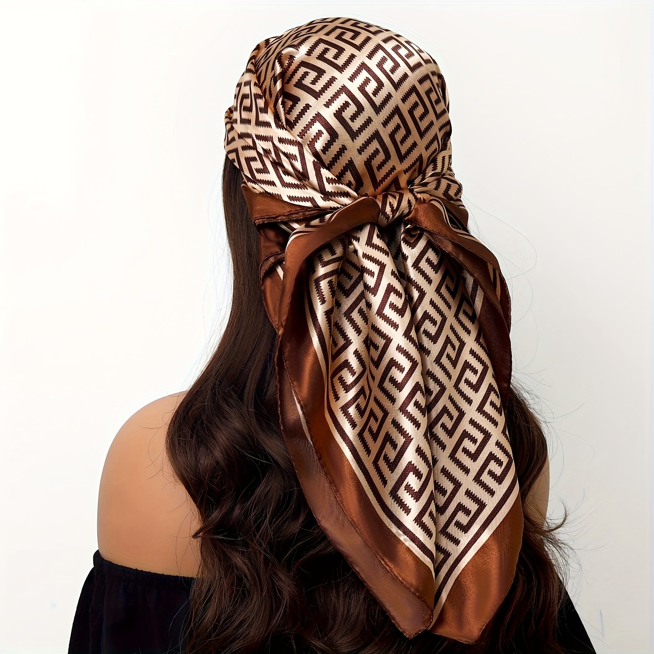 Image of 35.43 X 35.43 "bohemian Style Printed Polyester Scarf, Hand Washable, Square Decorative Towel, Suitable For Beach Parties And Daily