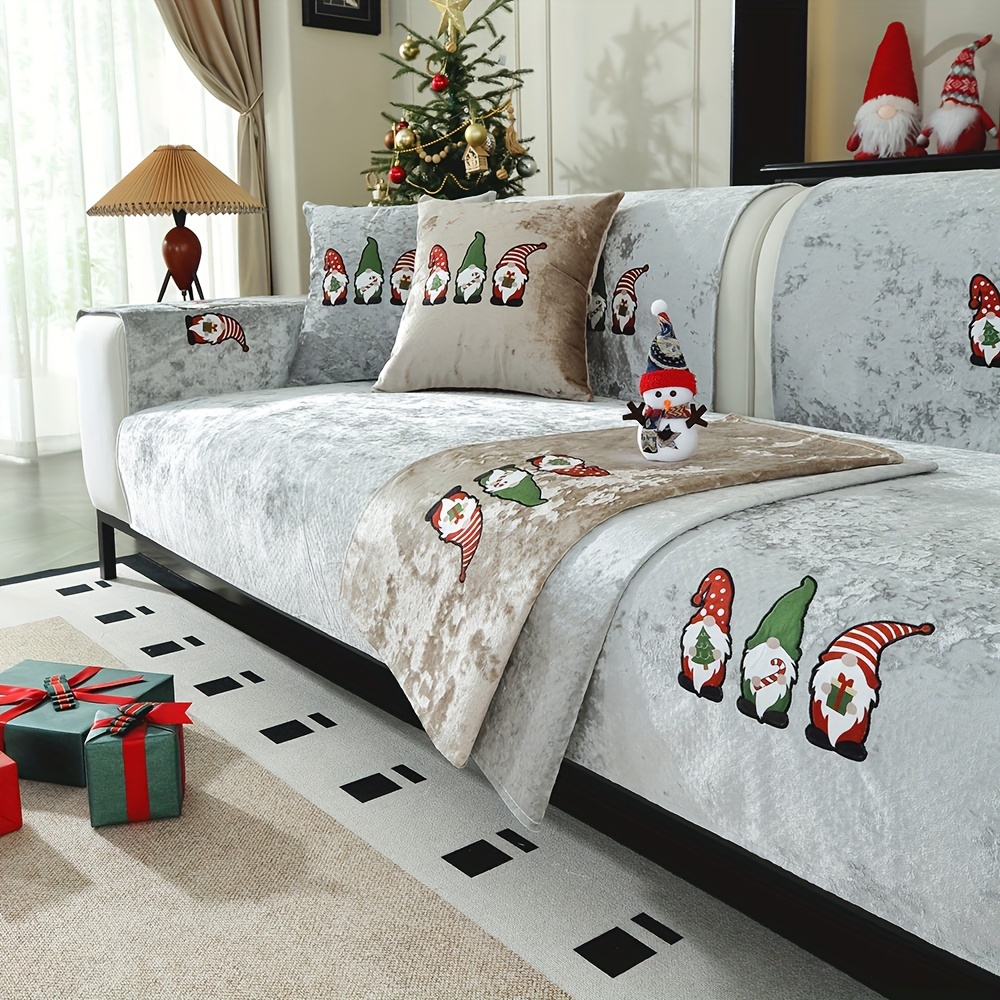 

Santa Claus Christmas Sofa Cover - Soft Chenille, Non-slip & Stain-resistant Couch Protector For Living Room, Bedroom, Office - Machine Washable, Holiday Decor, Sofa Cover Christmas