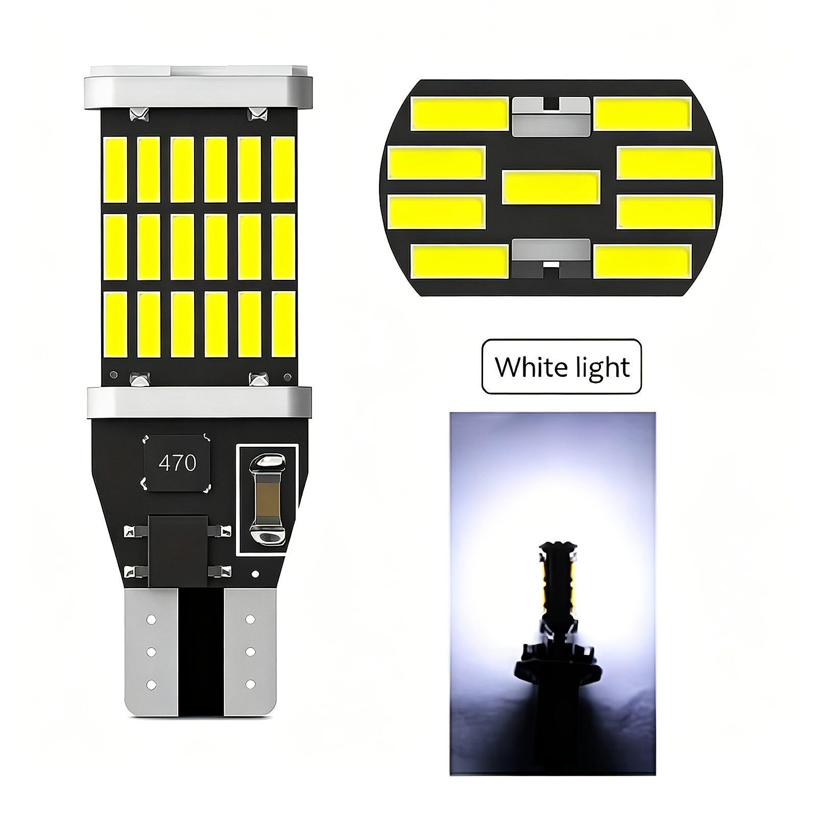 TEMU 2x T15 Led Signal Lamp W16w Led Bulbs 912 921 For Reverse Lamp Backup Parking Light 12v White 6000k