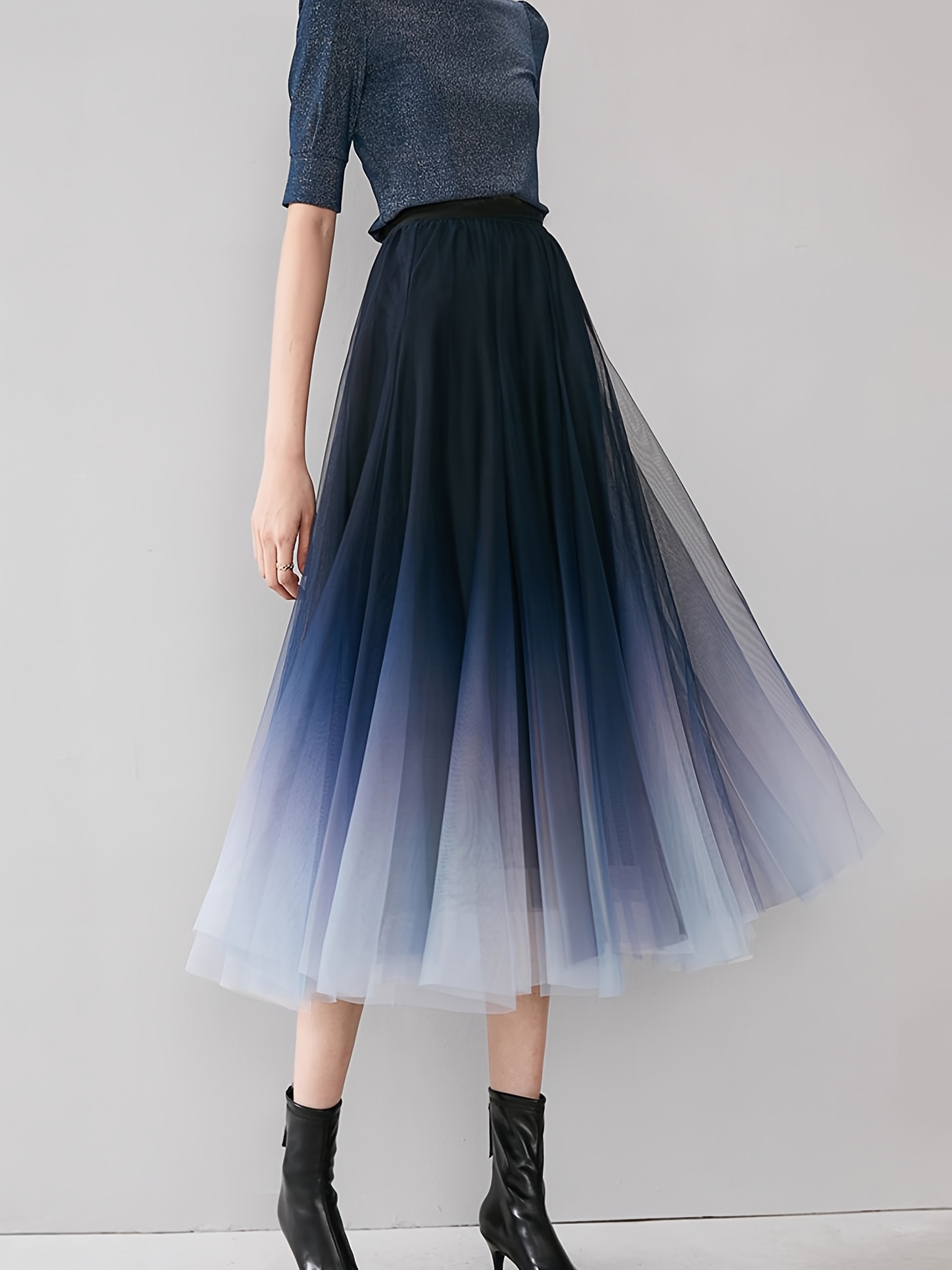 womens elegant ombre tulle skirt high waisted a line maxi Temu