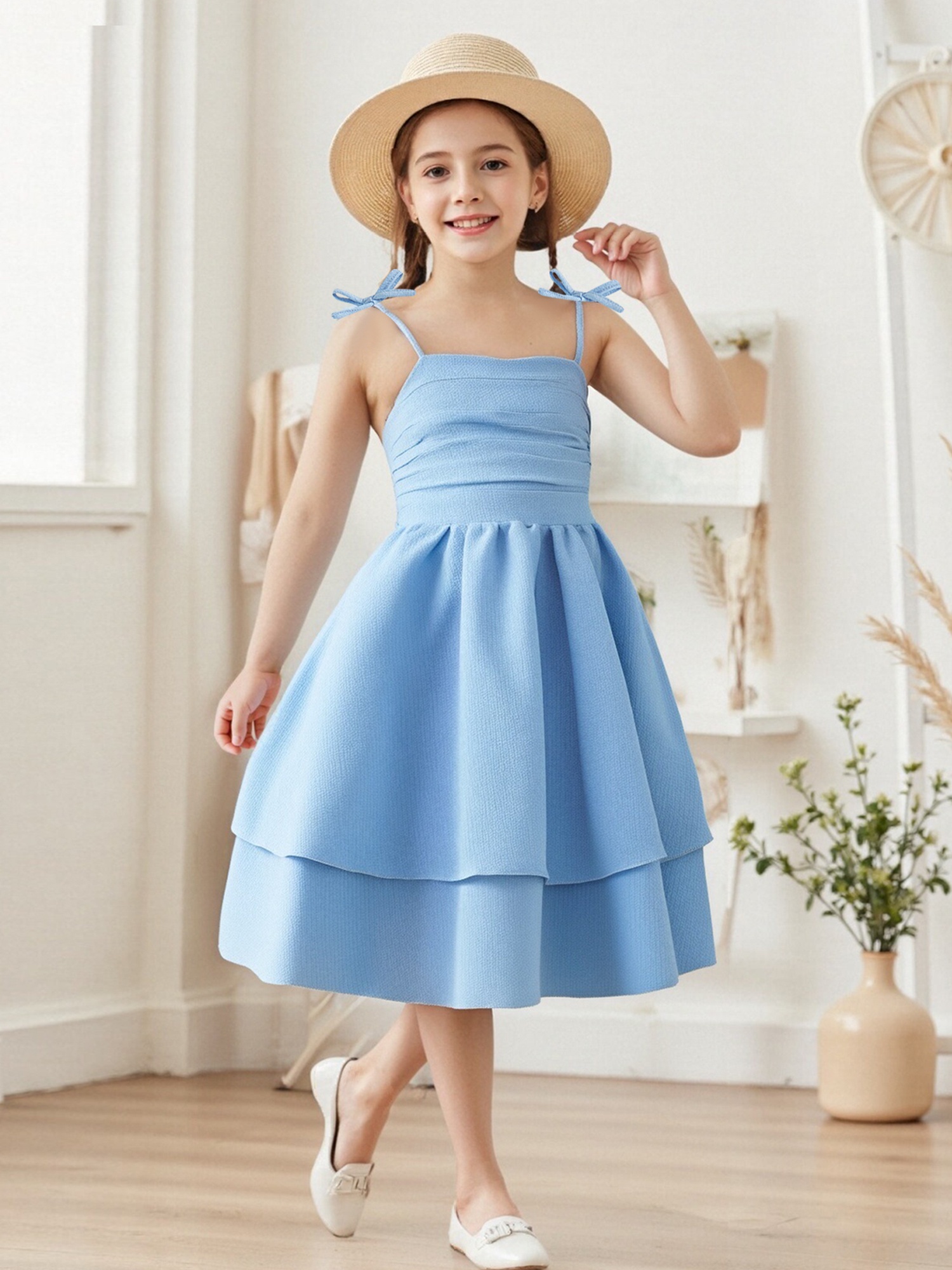 Ruffle Trim Cold Shoulder Dress For Baby Girl Girls Cold Shoulder