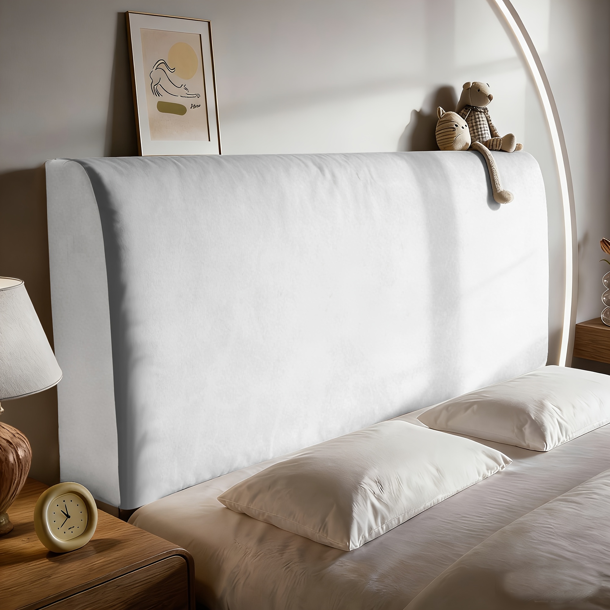TEMU 1pc Marble Texture Printed Bed Cover, 2d Flat, Washable Home Decor, Soft Back With Elasticity, Headboard Cover, Minimalist Bedroom Headboard