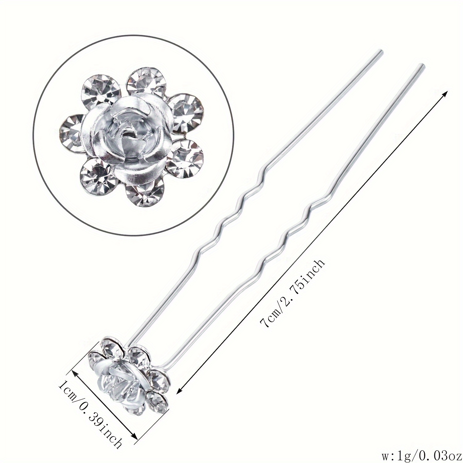 Elegant Flower Rhinestone Hair Clips Alloy Mini Hairpins - Temu