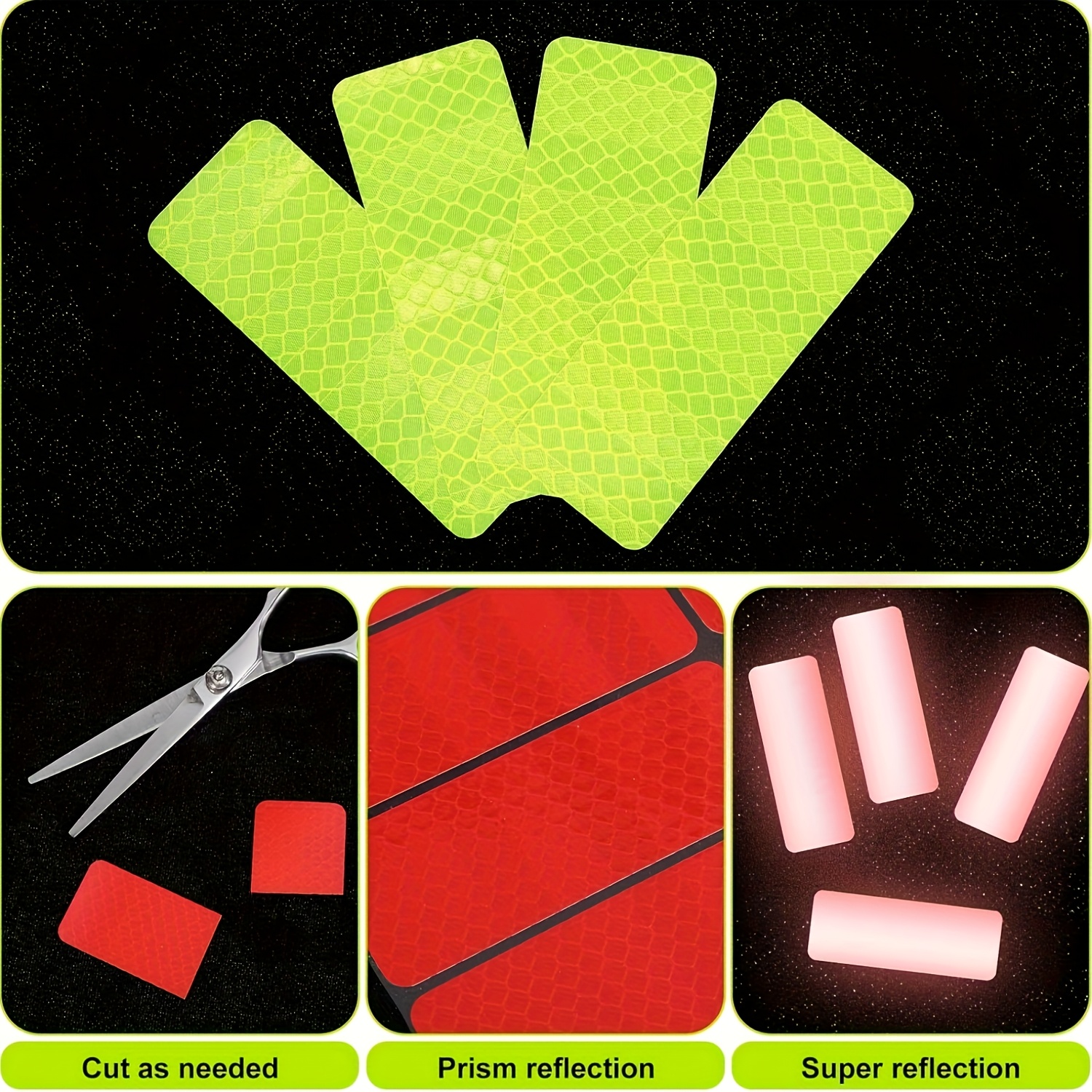 30pcs high visibility reflective safety stickers waterproof night visibility stickers suitable for cars motorcycles and bicycles size 1 18x3 25 inches details 4