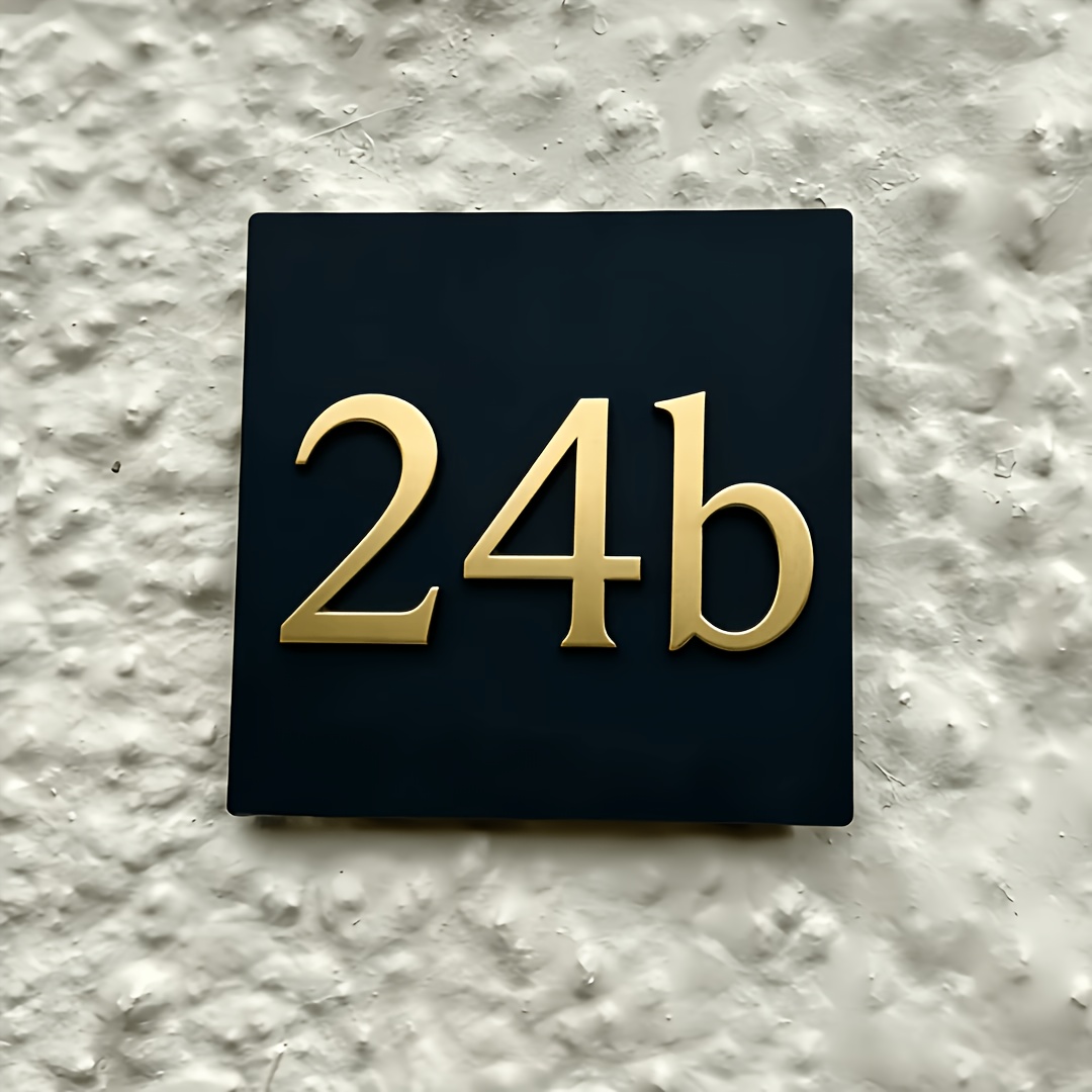 TEMU Contemporary Relief- Numbers, Numbers, Matte Black And Glossy White, House Number Signs -