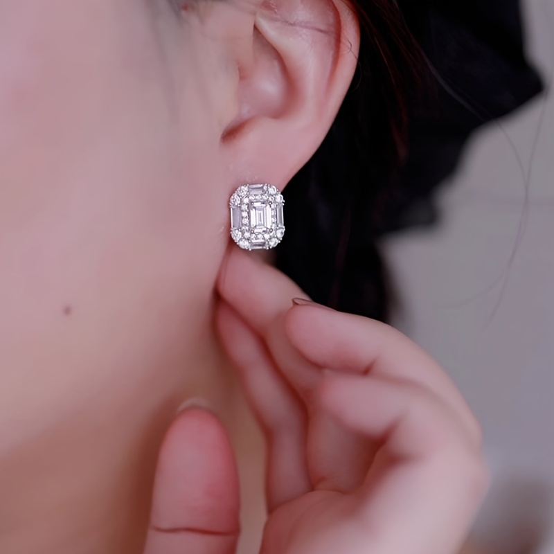 Elegant Zirconia Stud Earrings, Bridal & Anniversary Gift