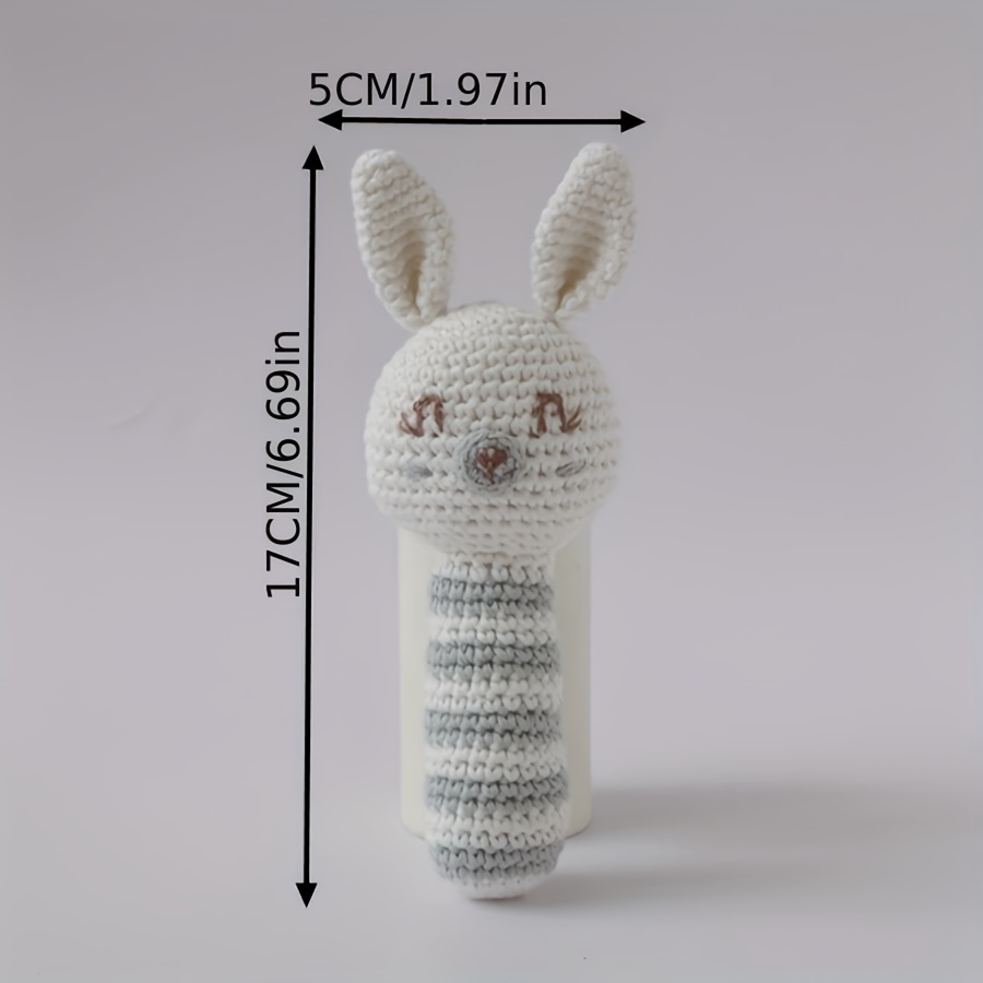 Crochet Rattle Teether Toy Knitted Rabbit Animal Doll with Bell