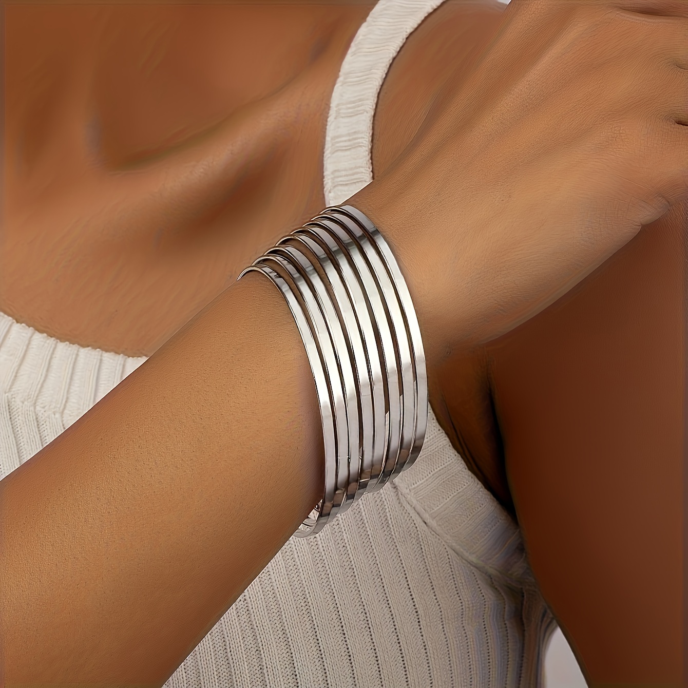 Vintage Metal Bracelet Set - 8pcs