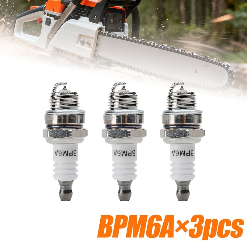 TEMU 3pcs High-quality Two-stroke Spark Plugs - Suitable For Lawn Mower Spark Plugs, Go-kart Spark Plugs, Chainsaw Spark Plugs - Fast Ignition,