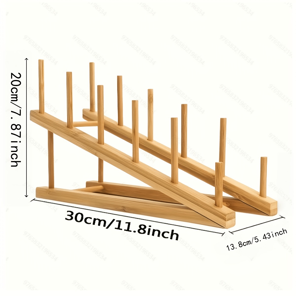 Image of Bamboo Wood Dish Rack Plate Rack Organizer For Kitchen Storage Cabinet, Organizing Dishes/plates/bowls/cups/pot Lids/cutting Boards, Bamboo Utensil Drying Rack