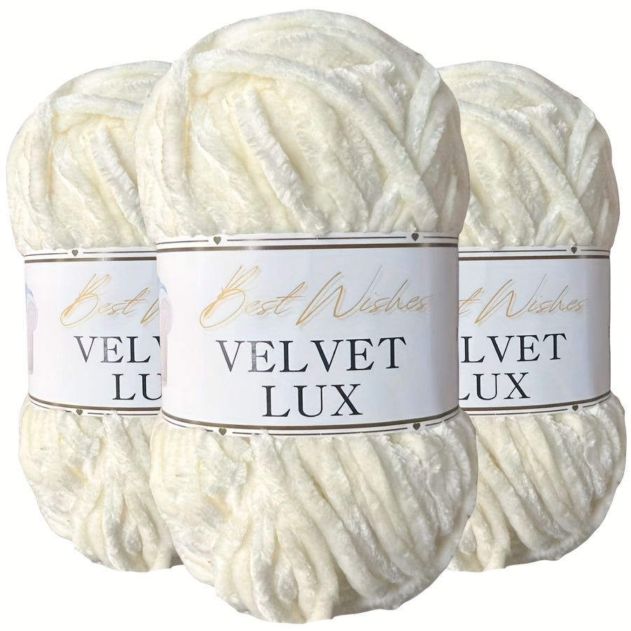 TEMU Fil de chenille velours Lux 100g*3pcs, Facile à Tricoter pour Pulls, Manteaux, Écharpes, Chapeaux, Poupées, Sacs, Parfait pour Débutants en
