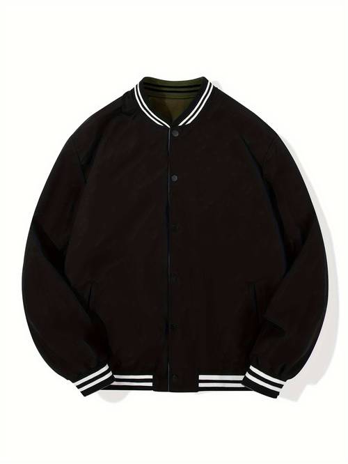 mens reversible jacket lightweight casual windbreaker jackets college varsity jackets baseball jacket button closure