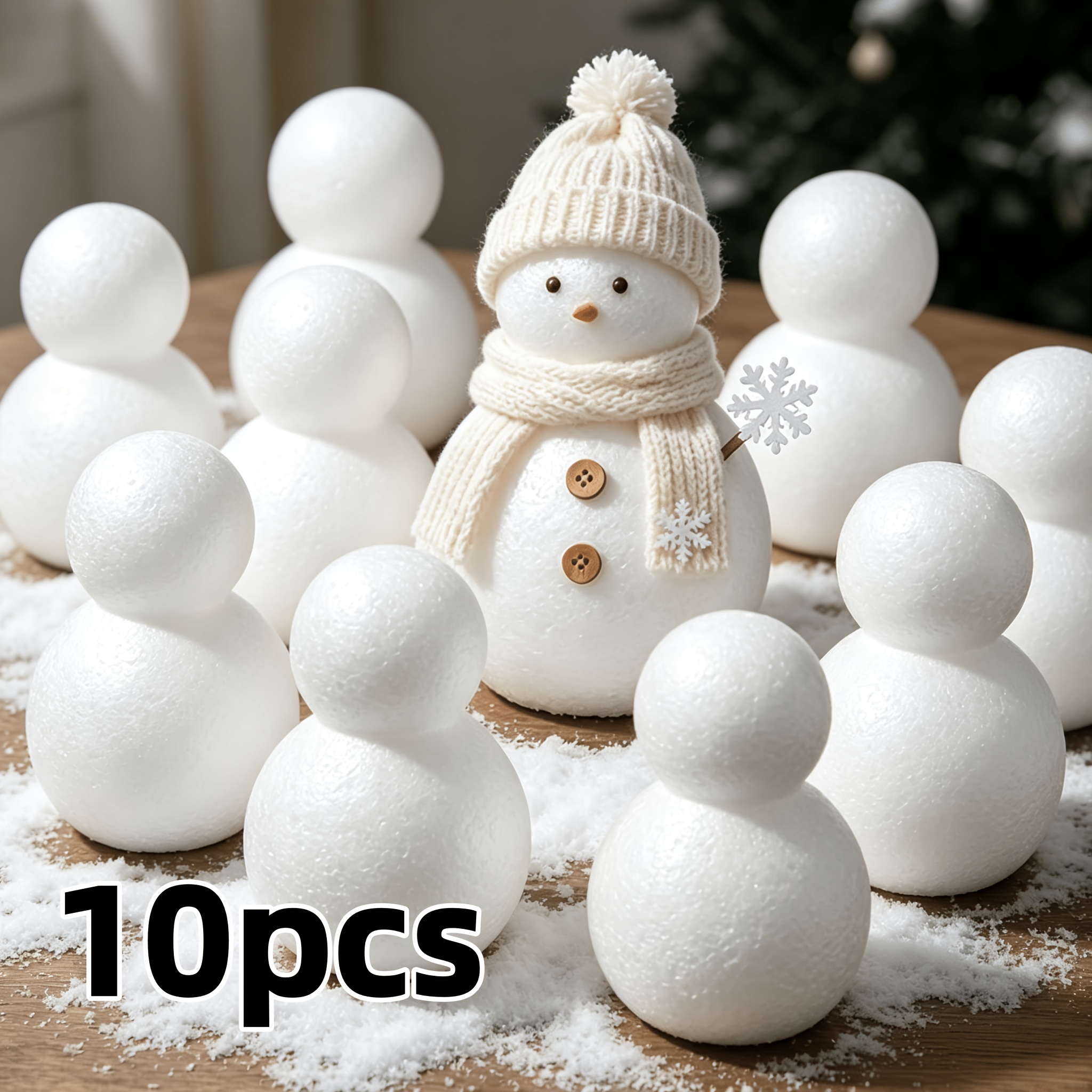 TEMU Lot de 10 mannequins de neige EPS vierges, mannequin de neige de Noël en polystyrène mousse vierge, base florale à enrouler à , modèle décoratif