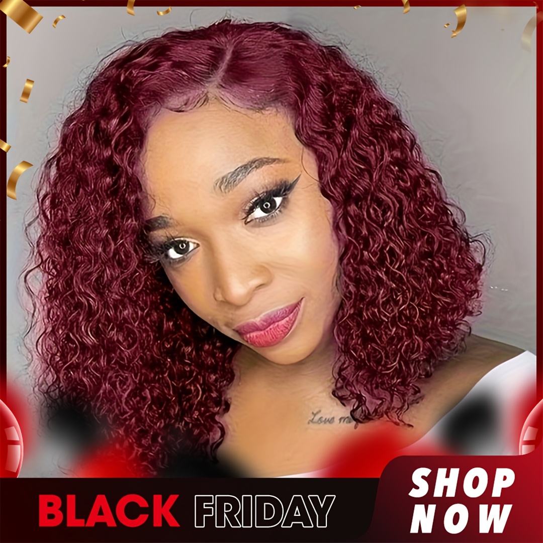 

180% Density Pre 99j Deep Curly Bob Wig Human Hair 13x4 Bob Wig Human Hair Lace Front Wig With Baby Hair For Women