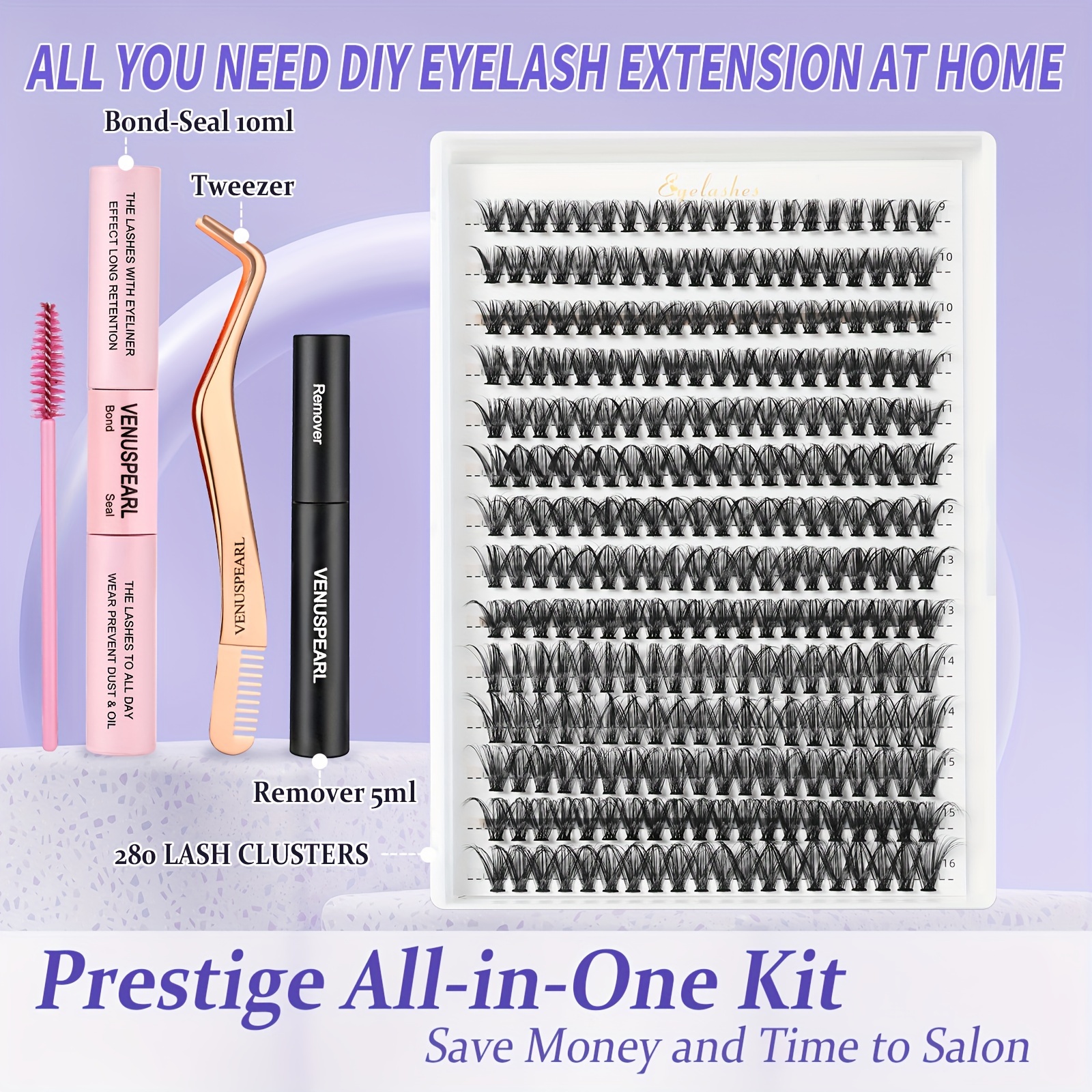 

Diy Eyelash Extension Kit, Lash Clusters With Lash And Seal, Clusters Eyelash Applicator Tool, D Diy Lash Kit