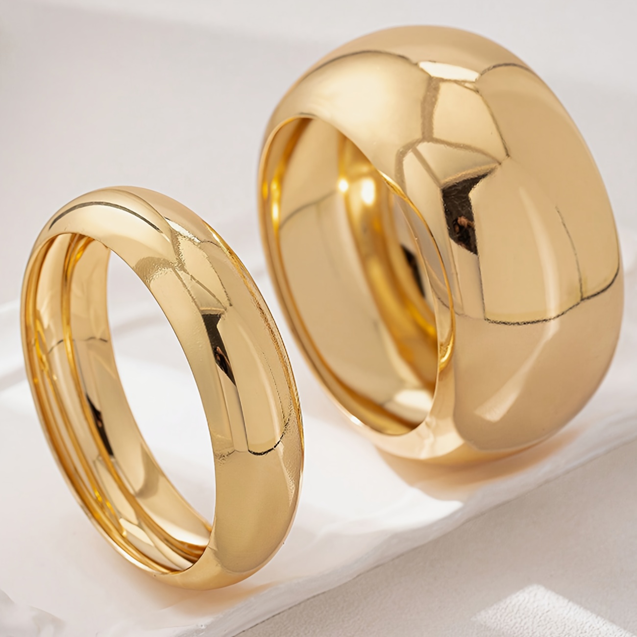 2pcs Bohemian Style Thick Bangle Set, Glossy Finish