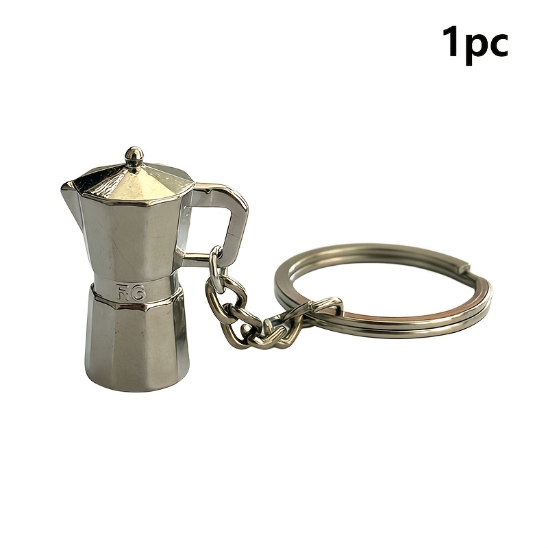 TEMU 1/2 piezas Llavero Tapón de Café de Aleación de Diseño Cafetera Mocha, Llavero de Metal Duradero para Hombres, Mujeres, - Accesorio Ideal para