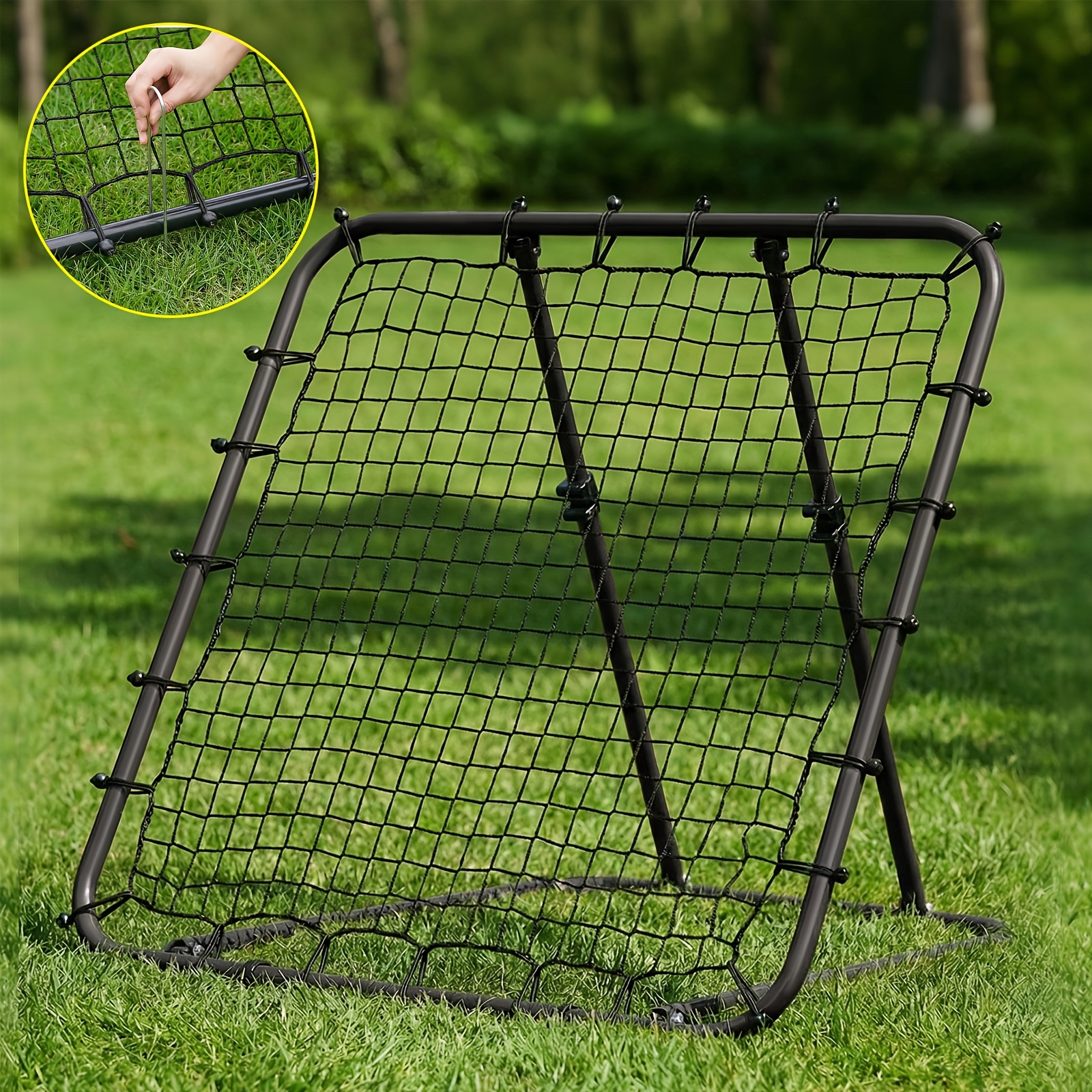 Image of Portable Rebound Net Soccer Rebounder, Adjustable Angle (0°-75°) Soccer Rebound Net, Soccer Auxiliary Equipment And Equipment Pe Net, Suitable For Indoor, Court, Outdoor, Courtyard