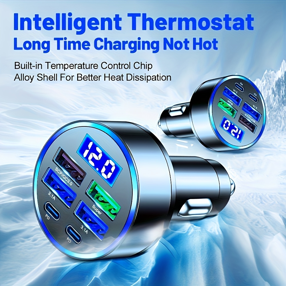 Multi Port 2PD 4USB Car Charger Fast Charging PD QC3, 0 USB C Car Phone Charger Type C Adapter in Car, Car Charger Fast Charging, Vehicle Charging Station, Compact Charger, Reliable Charging, USB C Adapter, Frequent Travelers, Car Charging Station, Spacesaving Charger, Highspeed Charging, USB C Adapter, Road Trip Essentials