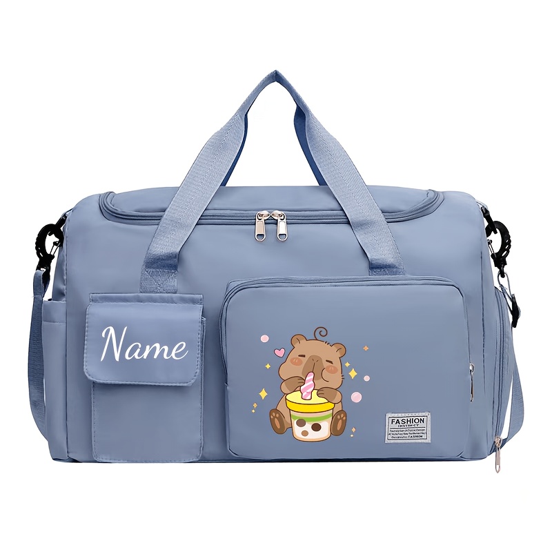TEMU Customizable Capybaras Print Travel Bag, Multifunctional Fitness Duffel Bag And Backpack, Large Capacity Casual Nylon Travel Bag, Lightweight,