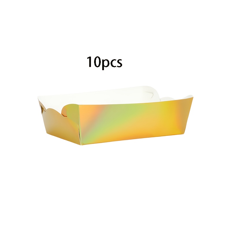 E-shop 10/20 Stück Goldene Papier-Lebensmittel-Boots-Tabletts, kleine Papierboote, Teller, Behälter, Mini-Lebensmittel-Servierungsboot-Tabletts,