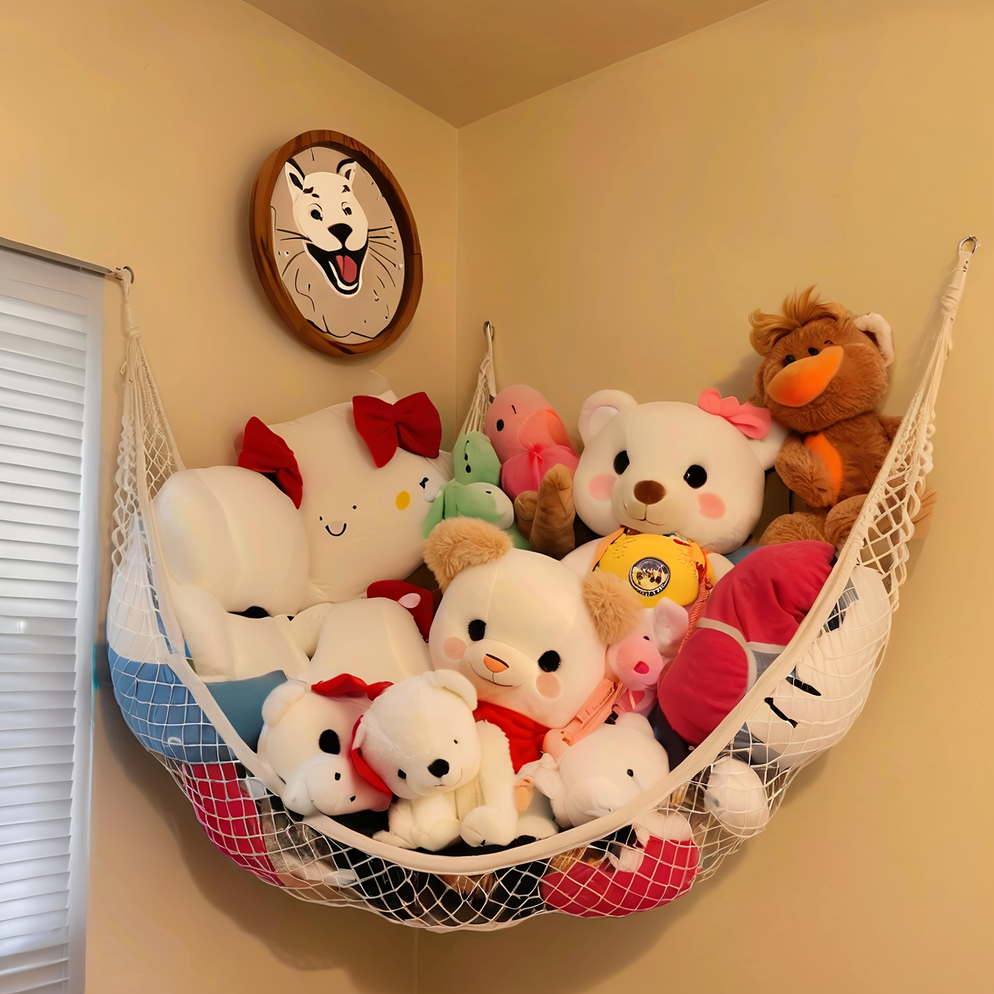Large Stuffed Animal Hanging Net Organizer Durable Fabric Toy Storage  Hammock with Multiple Compartments, No Batteries Needed, Easy to Clean  Porta