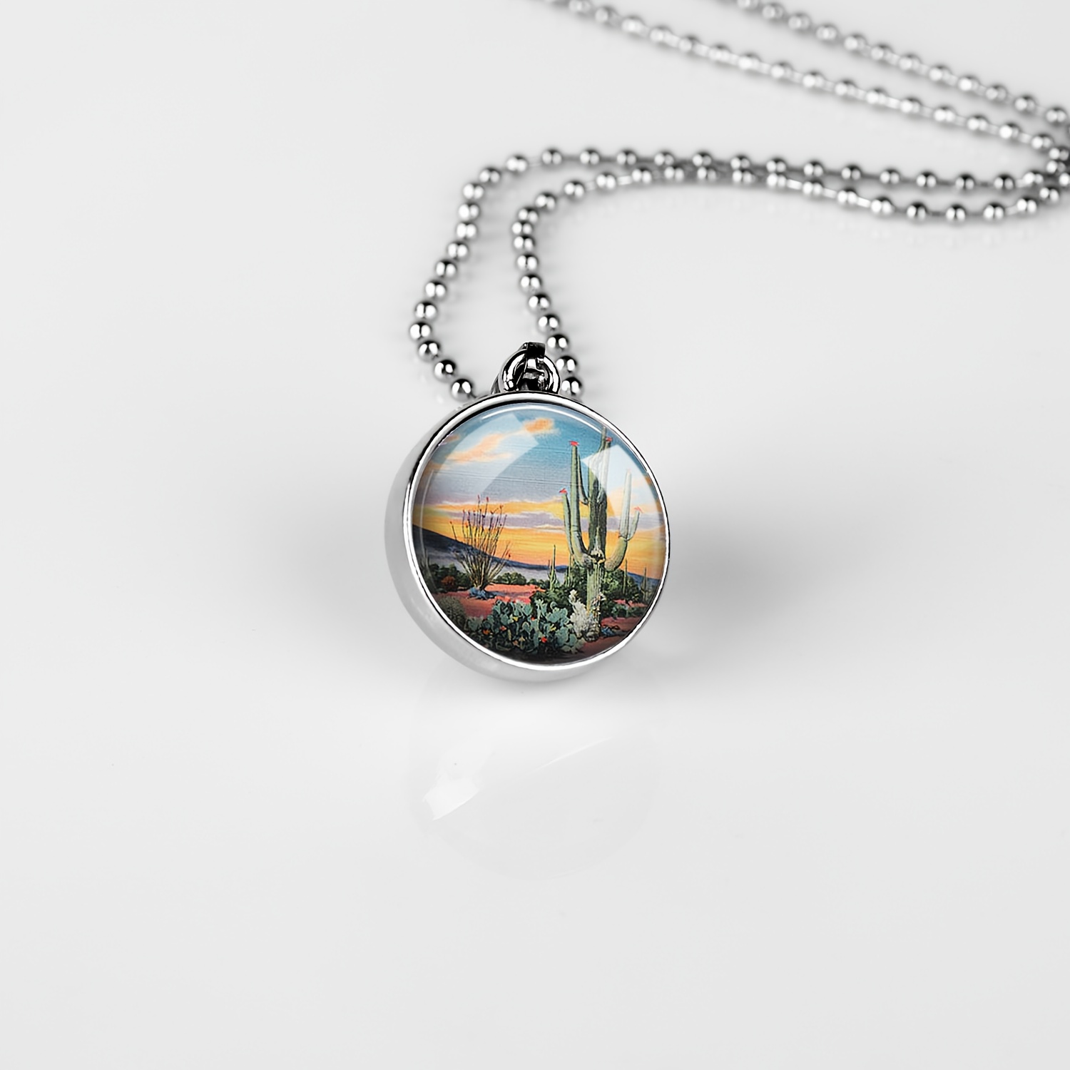 Artistic Cacti and Shrubs Pendant Necklace