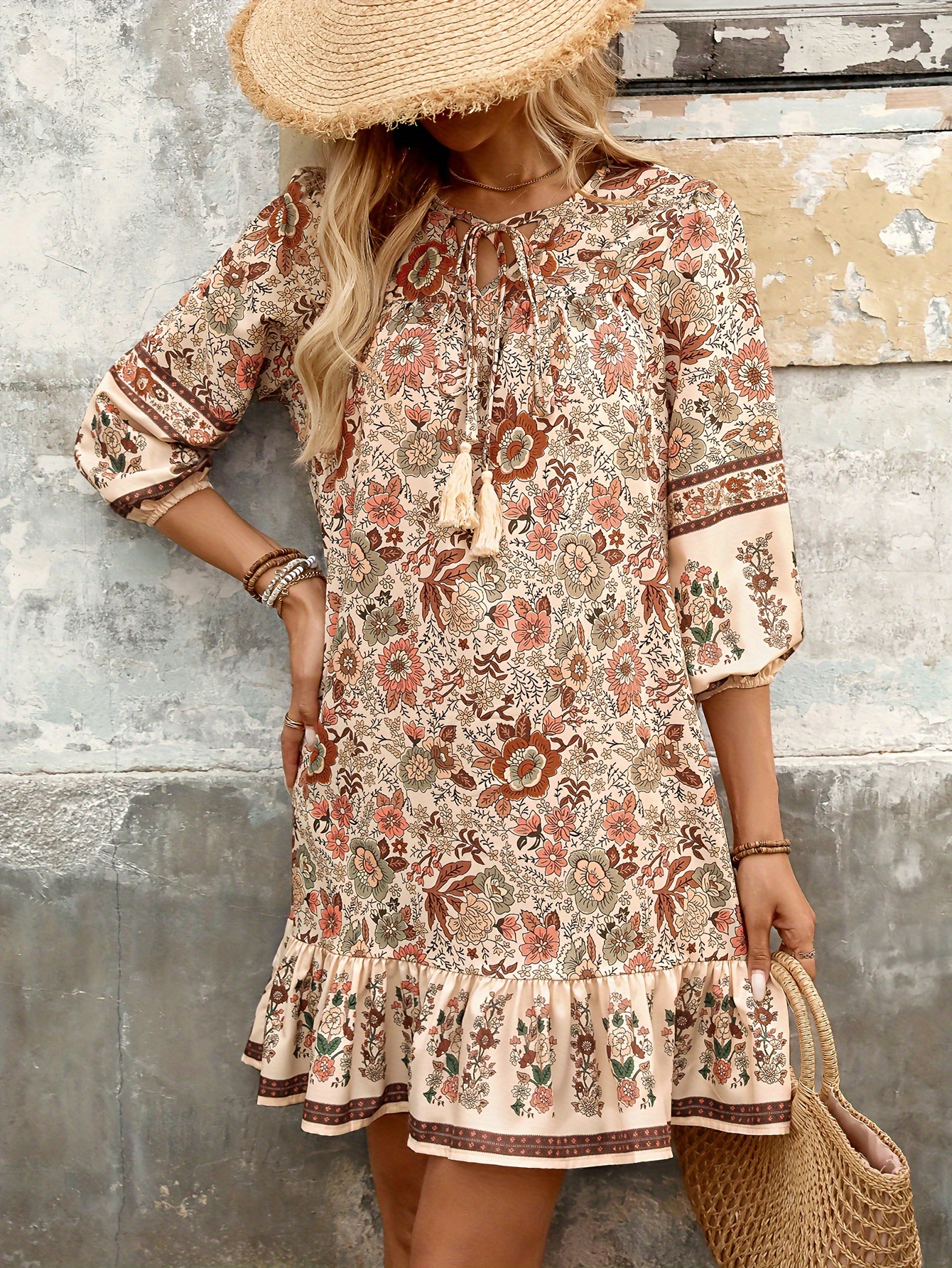 chinese dress ladies Women Autumn Linen Long Sleeve Loose Long Dress Elegant Bohemian V Neck  White Dresses Black M at Amazon Women's Clothing store main image 0