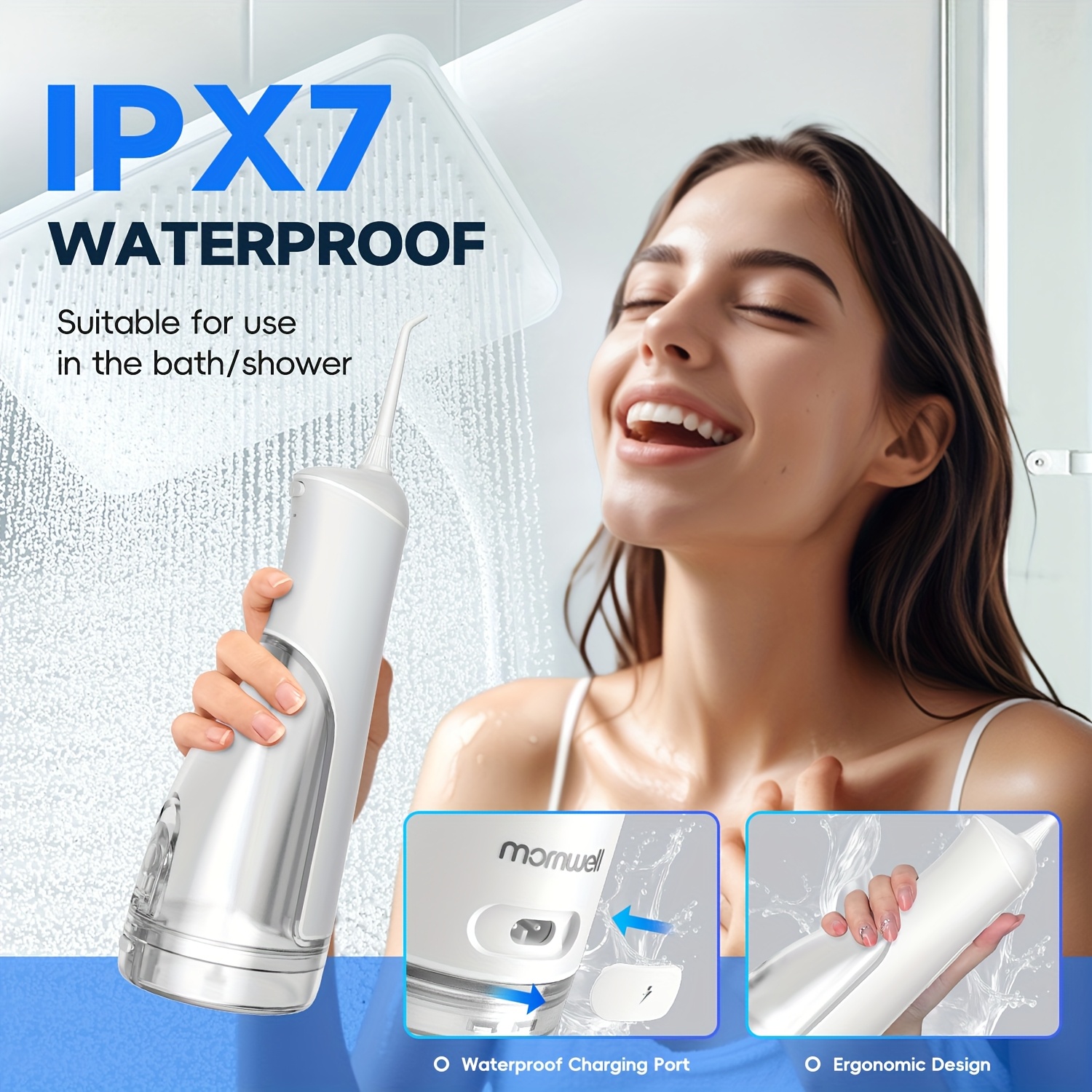 Mornwell F42 Portable 300ml Oral Irrigator with 5 Replacement Heads