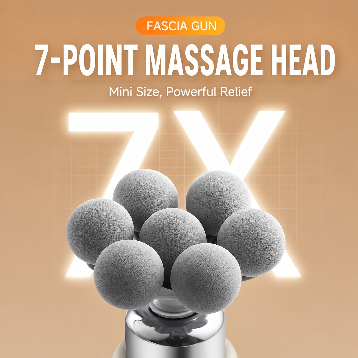 7-Head Rechargeable Massager Gun/10 Interchangeable Heads & USB/Quiet Portable Muscle Massager/Full Body, Ergonomic Back Massager/Travel, Gym, Athletes/Ideal Gift for Muscle