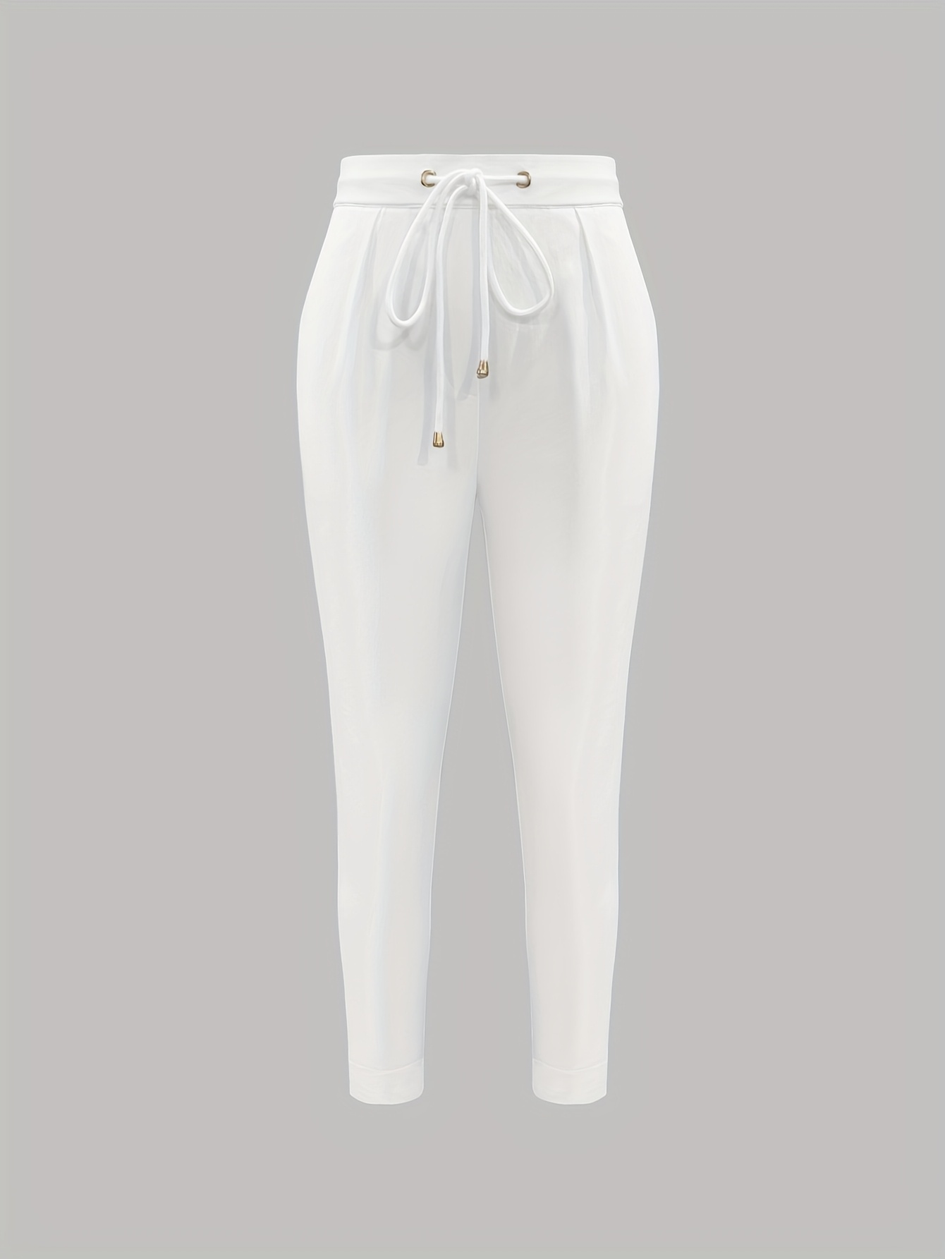 fit solid color narrow leg pants pockets tailored ankle
